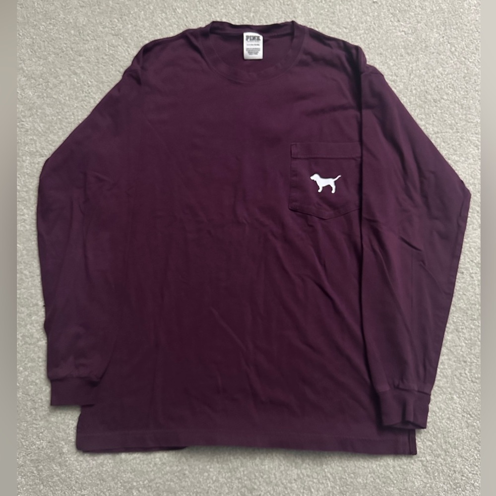 PINK Victoria's Secret Shirt - Women’s Size S - Maroon - Long Sleeve Shirt